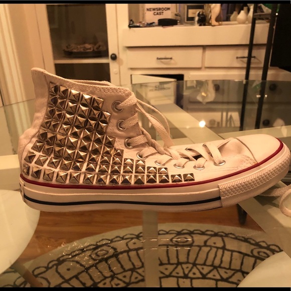 Converse Shoes - Very RARE Studded white high top Converse